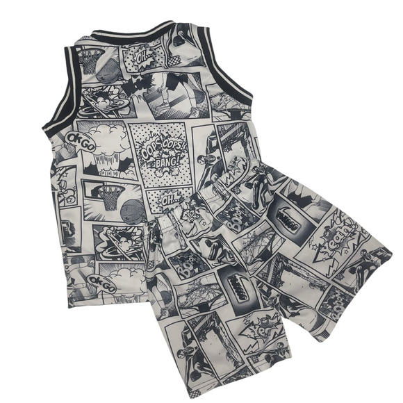 Boys‎ Basketball Comic Print Tank Top Shorts Set Size 6Y Outfit Jersey Style #28 - Picture 3 of 6